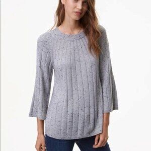 LOFT Gray Flecked Speckled Swing Tunic Bell Sleeve Sweater, size XL